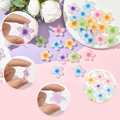 50Pcs 5 Colors Transparent Resin Cabochons RESI-SC0006-24-1