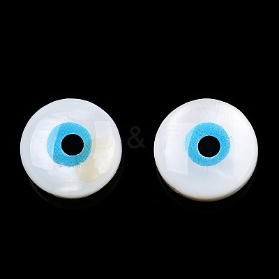 Evil Eye Natural Freshwater Shell Beads SHEL-F001-35-1