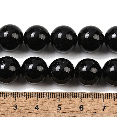 Natural Black Tourmaline Beads Strands G-E444-27-12mm-1