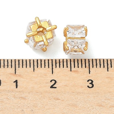Brass Pave Cubic Zirconia Beads KK-H532-21C-G-1