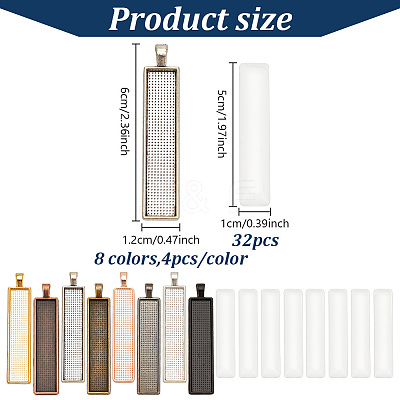 DIY Blank Rectangle Alloy Pendants Making Kits DIY-AN0001-11-1