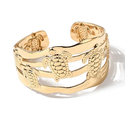 304 Stainless Steel Multi Layered Cuff Bangles for Women BJEW-L719-03B-G-1