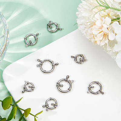 8Pcs 4 Styles 304 Stainless Steel Smooth Surface Spring Ring Clasps STAS-GO0001-23-1
