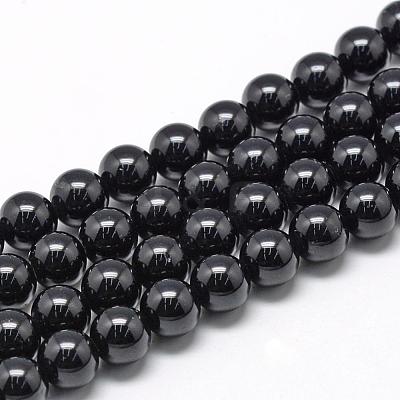 Natural Black Tourmaline Beads Strands G-R446-12mm-19-1
