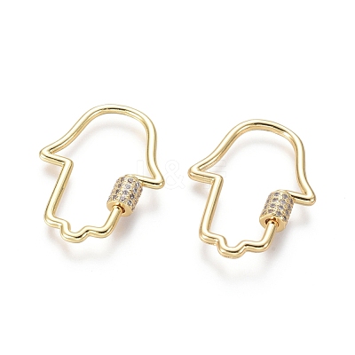 Brass Micro Pave Cubic Zirconia Screw Carabiner Lock Charms ZIRC-I031-13G-1
