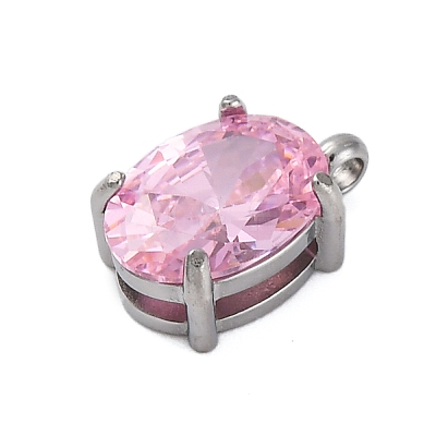 304 Stainless Steel Micro Pave Cubic Zirconia Charms STAS-L022-160P-A01-1