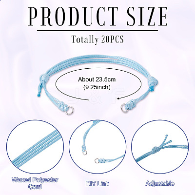 20Pcs Adjustable Korean Waxed Polyester Cord Bracelet Making BJEW-TAC0051-09-1