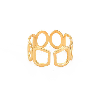Ion Plating(IP) 304 Stainless Steel Open Geometric Wrap Cuff Ring for Women RJEW-S405-166G-1