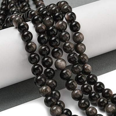 Natural Silver Obsidian Beads Strands G-S150-20A-8mm-1