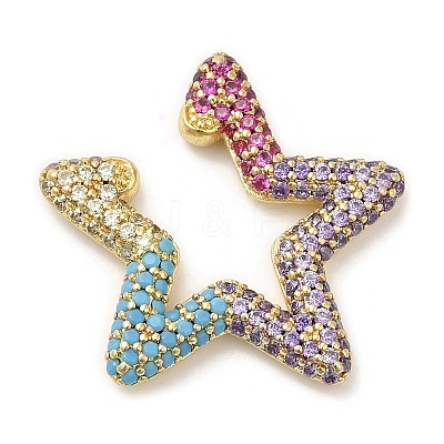 Colorful Rhinestone Star Cuff Earrings EJEW-D059-06G-01-1