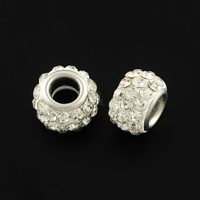 Polymer Clay Rhinestone Rondelle European Beads RB-R031-01-1