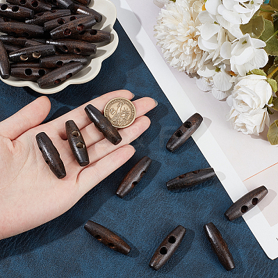 50Pcs 2-Hole Wood Buttons BUTT-UN0001-28A-01-1