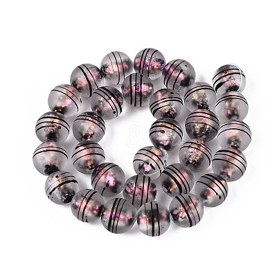 Frosted Handmade Foil Glass Beads Strands FOIL-Q002-02C-1
