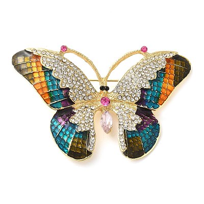 Butterfly Pave Colorful Rhinestone Brooch JEWB-G034-05G-1