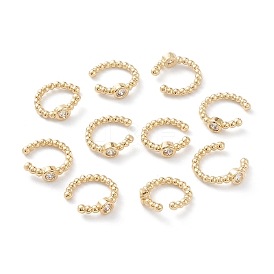 Brass Micro Pave Cubic Zirconia Cuff Earrings LS-EJEW-H109-01H-G-1