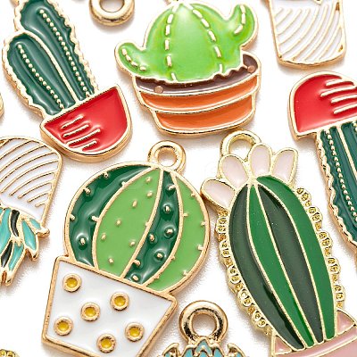16Pcs 8 Style Alloy Enamel Pendants ENAM-FS0001-12-1
