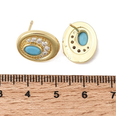 Brass Micro Pave Cubic Zirconia Stud Earrings EJEW-G471-13G-05-1