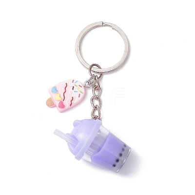 Imitation Bubble Tea Resin Pendant Keychain KEYC-JKC01234-1