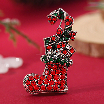 Christmas Theme Zinc Alloy Rhinestone Brooches for Backpack Clothes LK8386-12-1
