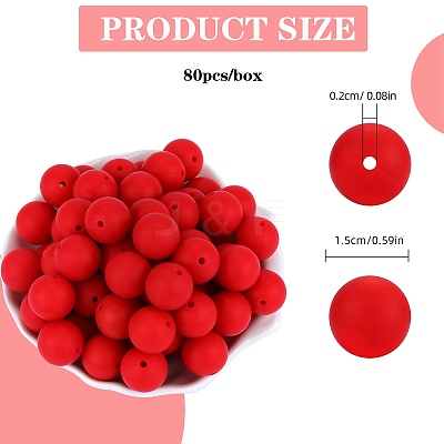 80Pcs Round Silicone Focal Beads SIL-SZ0001-24-14-1