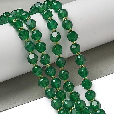 Natural Green Onyx Agate(Dyed & Heated) Beads Strands G-K387-A05-02-1