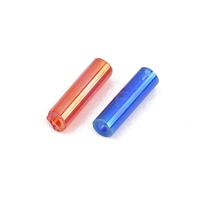 50g Transparent Colours Rainbow Glass Bugle Beads GLAA-FP0001-23-1