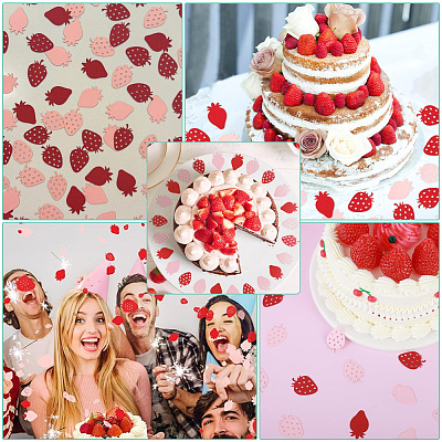 300Pcs Strawberry Party Theme Paper Confetti DIY-SC0029-69-1