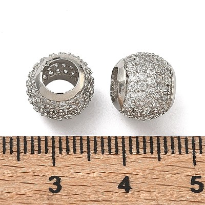 Brass Clear Cubic Zirconia European Beads LS-KK-D228-16P-1