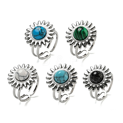 Sun 304 Stainless Steel Open Cuff Rings STAS-Z060-08P-1