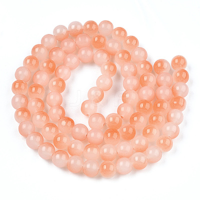 Baking Paint Imitation Jade Glass Round Bead Strands X-DGLA-N003-8mm-08-1