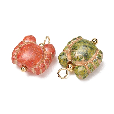 Baking Paint & Golden Metal Enlaced Glass Pendants GL-CBA010C-04G-1