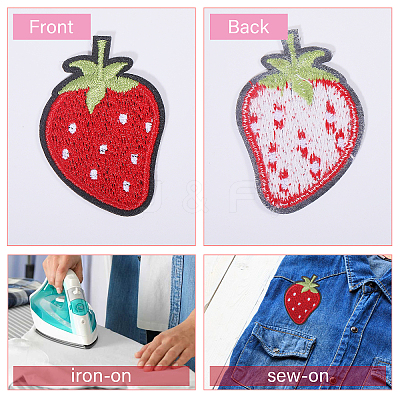 36Pcs 6 Styles Strawberry Computerized Embroidery Cloth Self Adhesive Patches PATC-FG0002-42-1