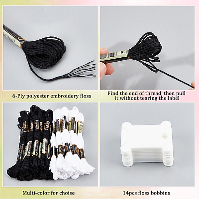 12 Skeins 2 Colors 6-Ply Polyester Embroidery Floss OCOR-GF0003-42-1
