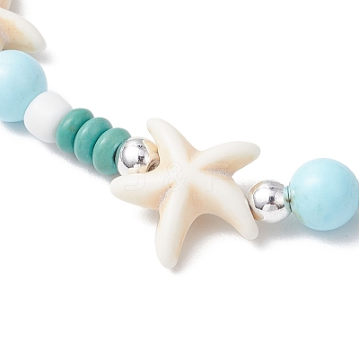 Dyed Synthetic Turquoise & Natural Howlite Beads Bracelets for Women BJEW-JB11794-03-1