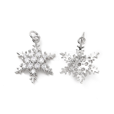Rack Plating Brass Micro Pave Clear Cubic Zirconia Pendants KK-C008-24P-1