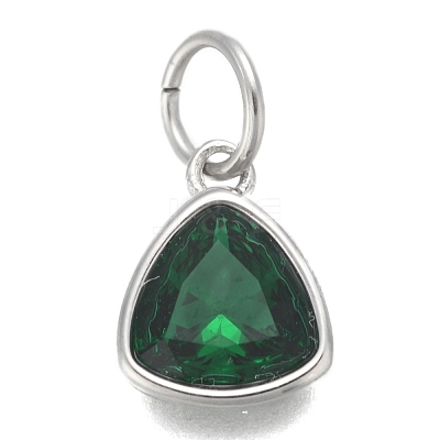 304 Stainless Steel Cubic Zirconia Pendant ZIRC-P080-B12-1
