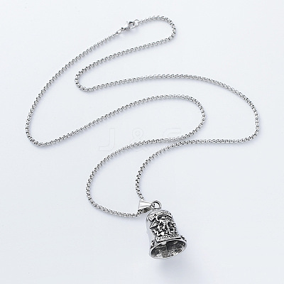 Vintage 304 Stainless Steel Archangel Saint Michael Bell Pendant Necklaces for Women DL5649-1