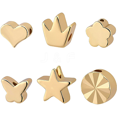 90Pcs 6 Style Brass Beads KK-BC0007-54-1