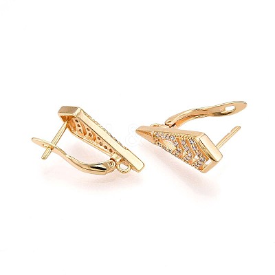 Brass Micro Pave Cubic Zirconia Hoop Earring Finding KK-N261-42G-1