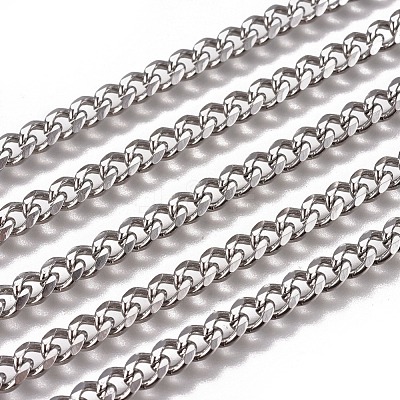 Non-Tarnish 3.28 Feet Handmade 304 Stainless Steel Cuban Link Chains X-STAS-F229-07C-P-1