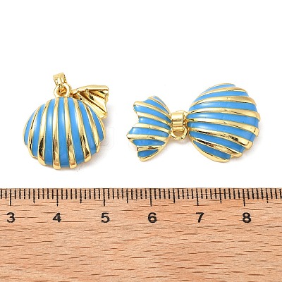 Brass Enamel Pearl Pendants KK-G533-16G-02-1
