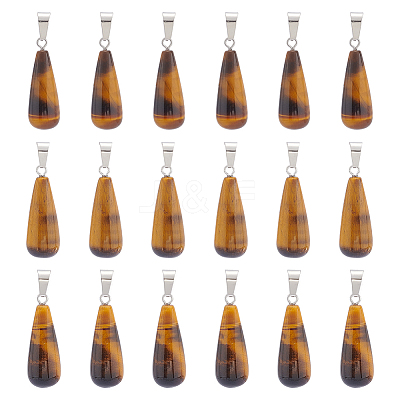 20Pcs Natural Tiger Eye Pendants G-UN0001-24-1