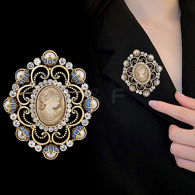 Baroque Style Flower Zinc Alloy Zinc Alloy Rhinestone Brooches PW-WGC517E-01-1