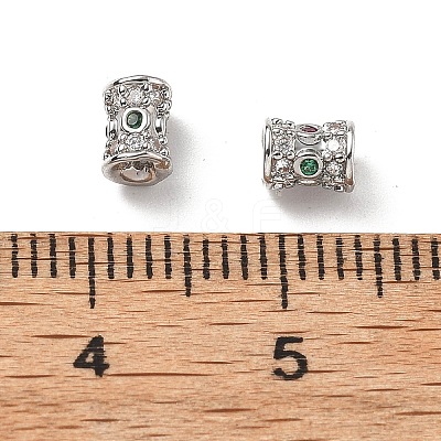 Brass Micro Pave Cubic Zirconia Beads KK-Z114-18P-1