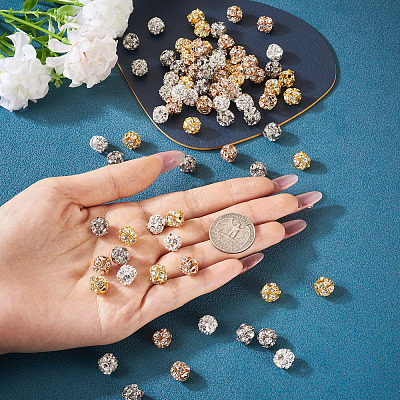 80Pcs 4 Colors Brass Rhinestone Beads KK-TA0002-11C-1