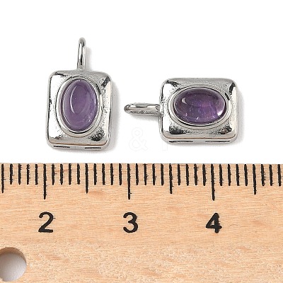Natural Amethyst Rectangle with Oval Charms STAS-L022-516P-04-1