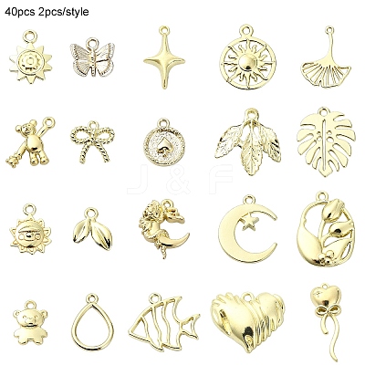 40Pcs 20 Styles Rack Plating Alloy Pendants FIND-YW0004-85-1