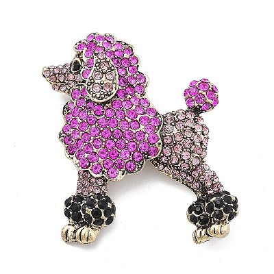 Poodle Alloy Rhinestone Brooches JEWB-Q006-01B-1