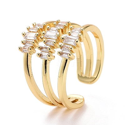 Three Line Cubic Zirconia Cuff Ring LS-RJEW-E170-02G-1