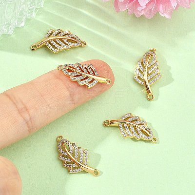 SHEGRACE Brass Micro Pave Clear Cubic Zirconia Connector Charms XGRQ3P311-600G-1